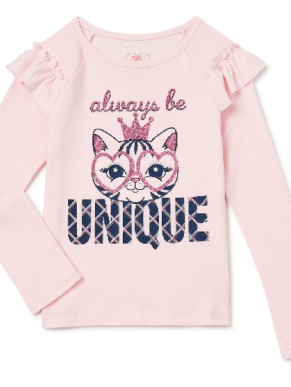 Garanimals Light Pink Long Sleeve Tee with Sparkle Cat Graphic